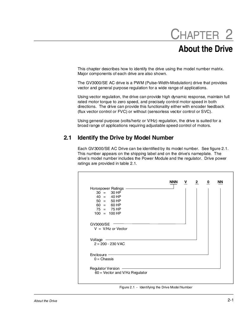 First Page Image of 100V2060 GV3000_SE AC Drive Ver. 6.04, 30-100 HP, 230V AC Hardware Reference, Installation, and Troubleshooting D2-3417-2 Data Sheet.pdf
